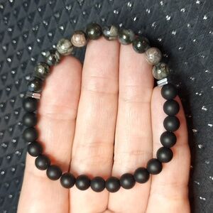 6mm Que Sera, Black Agate Bracelet